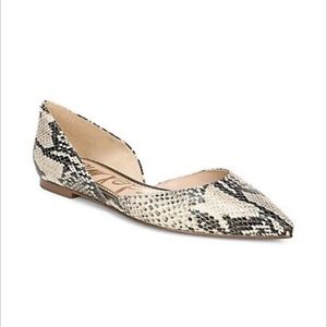 Brand New Sam Edelman Rodney Snakeskin-Print Leather d'Orsay Flats